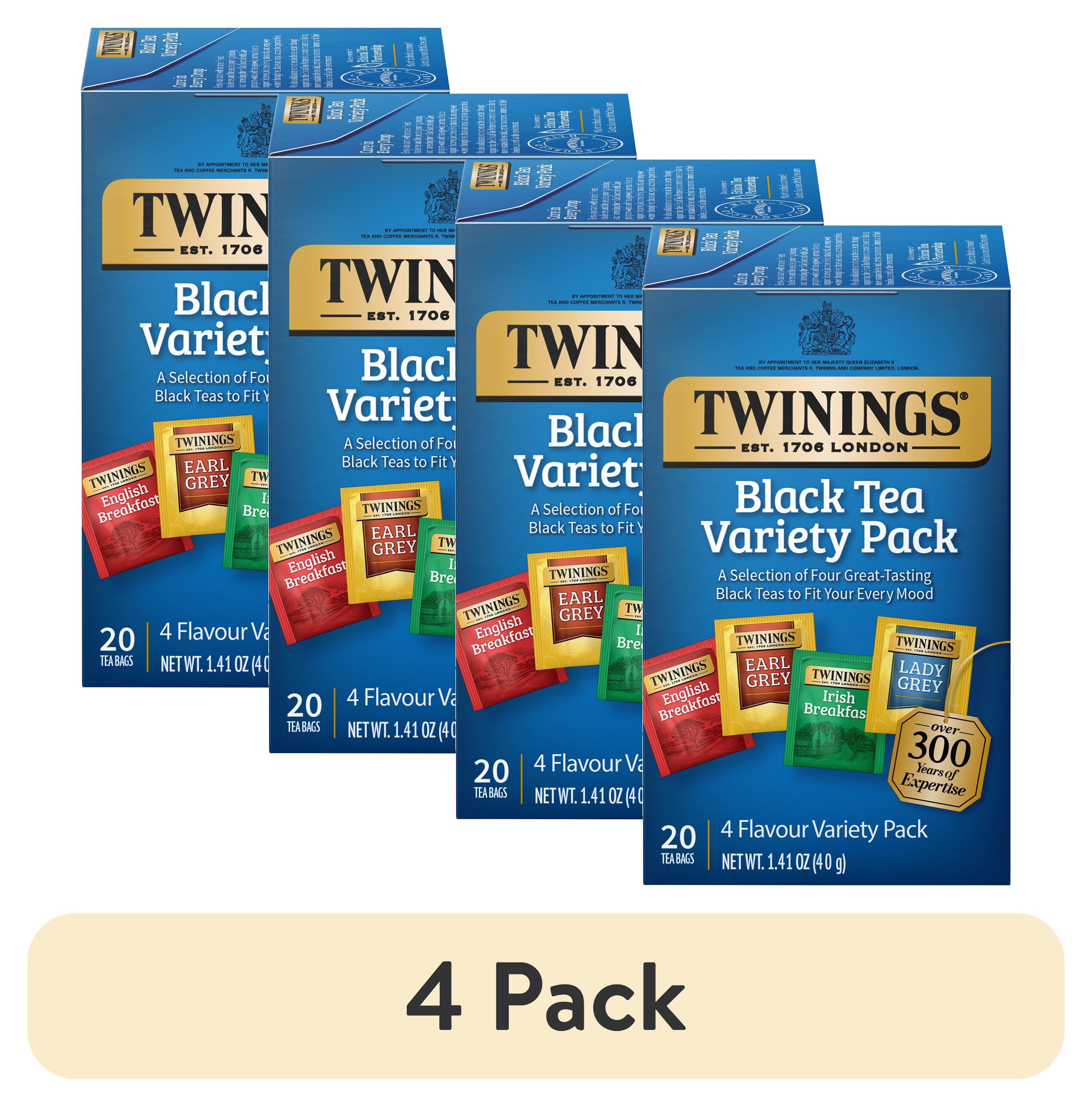 (4 pack) Twinings Variety Pack 4 Flavors of Black Tea Bags, 20 Count