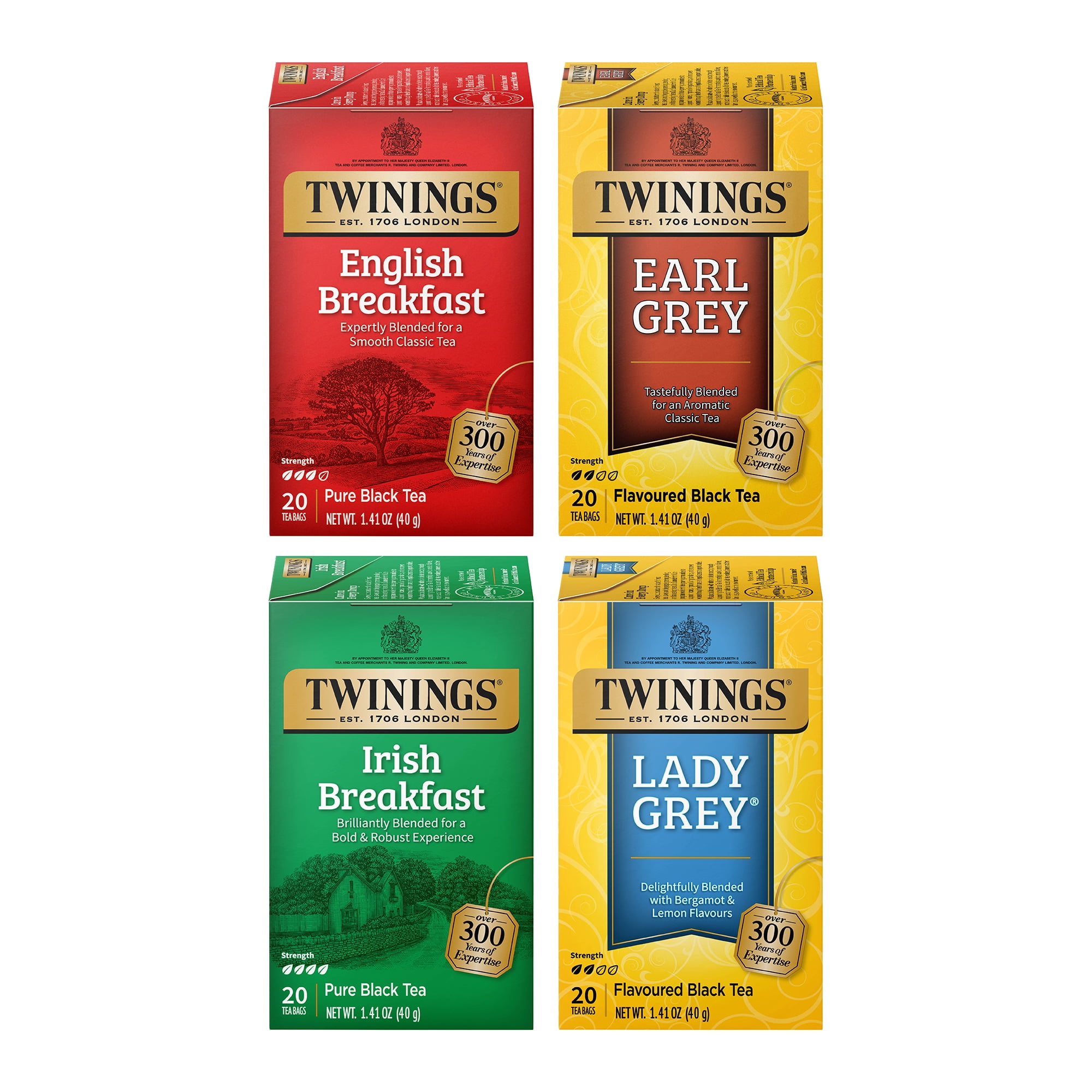 Twinings Variety Pack 4 Flavours of Black Tea Bags, 80 Count Box