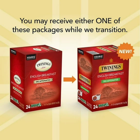 Twinings of London Decaf English Breakfast Black Tea K-Cup, Each
