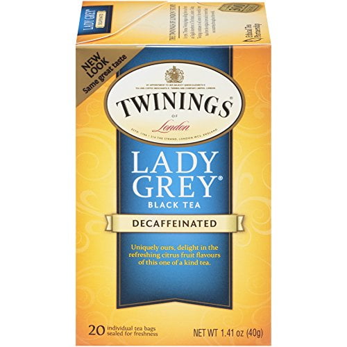 Twinings of London Decaffeinated Lady Grey Black Tea Bags, 20 Count (Pack of 6)