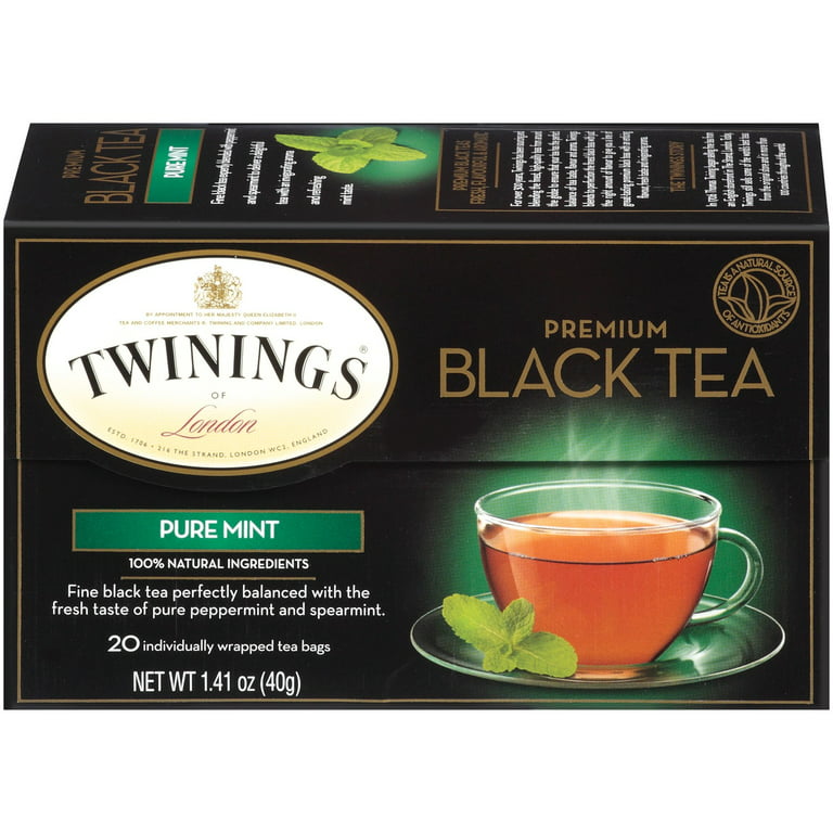 Twinings of London? Pure Mint 20 ct Premium Black Tea Bags 1.41 oz. Box