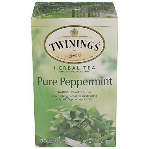 Twinings of London Pure Peppermint Herbal Tea Bags, 20 Count (Pack of 1)