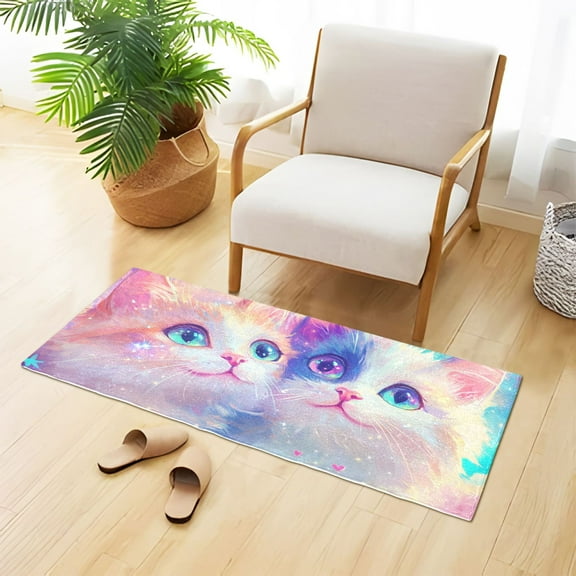 Twinkle Cats Bathroom Rug 39x20 Non Slip Quick Dry Washable Bathroom Mats for Bedroom Living Room Kitchen