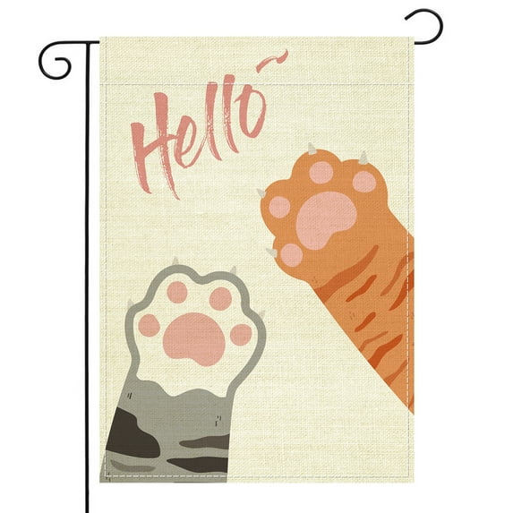 Cute Cat Paw Garden Flag 12 x 18 inch Double Sided Cartoon Cat Claw Hand Mini Garden Flag Burlap Yard Flag for Outside Decoration (Cat Paw)