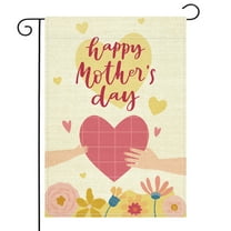 Twinkle Club Happy Mothers' Day Garden Flag for Outdoor 12 x 18 Double Sided Burlap Small Garden Yard for Mom Gifts Outside Decoration (Heart)