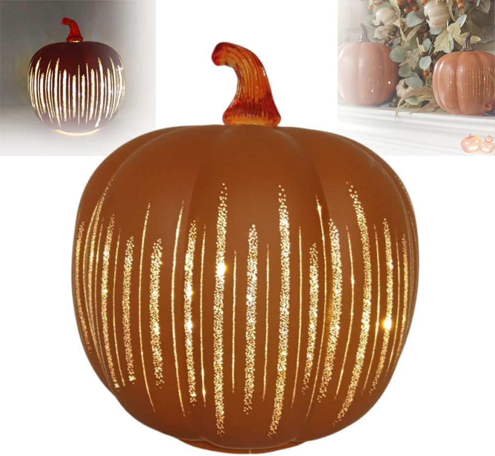 Twinkle LED Pumpkins Light, Starry Night Pumpkins, Illuminated Glass ...