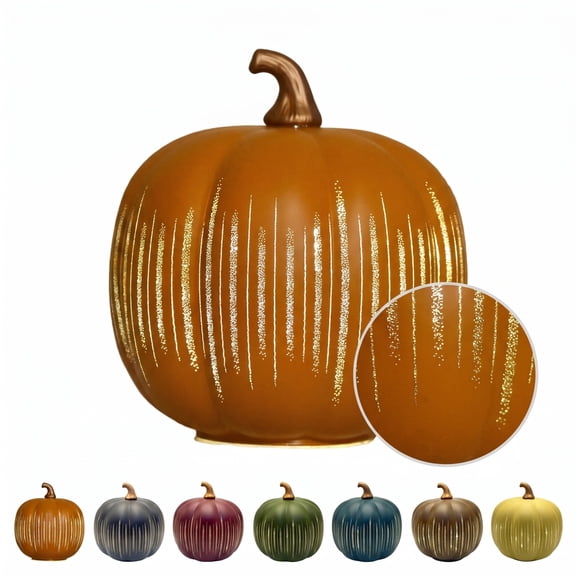 Twinkle Light Pumpkin 7 Inch Glass Operated Starry Night Pumpkin Light Illuminated Fall Decor for Halloween Thanksgiving Mantel Bedroom and Hallway
