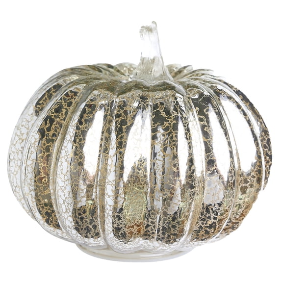 Twinkle Light Pumpkins, LED Sparkling Glass Timer Pumpkin Night Light for Fall Halloween Thanksgiving Decor, Battery Operated Starry Night Illuminated Decorations for Home Bedroom Bathroom