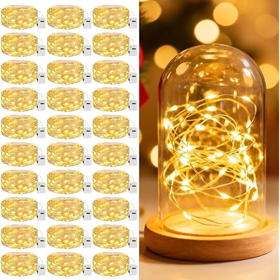 Twinkle Lights Battery Operated 30 Packs Fairy Lights, 3 Modes, Bulk Mini Waterproof Silver Wire for Weddings Mason Jars Party, Led String Lights, Garden Decor, Warm white