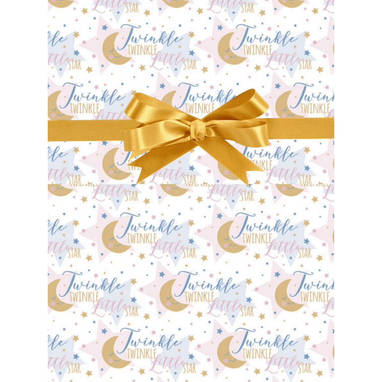 Unisex Baby Shower Gift Wrapping Paper with Hearts - 1 Sheet & 1 Matching  Tag