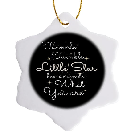 3drose, Twinkle Little Star How We Wonder What You Are, 3 inch Snowflake Porcelain Ornament