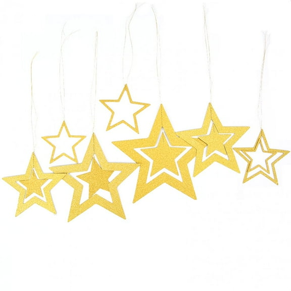 Twinkle Little Star Paper Pendant 7pcs Sparkling Star Garland Ornaments Hanging Decoration for Birthday Wedding Banner Backdrop