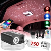 Fiber Optic Starlight Headliner Kit Twinkle Meteor Lights 750PCS x 0.03in x 9.8ft | Easy DIY Install | Music Sync RGB App Control | Car, SUV, RV, Home