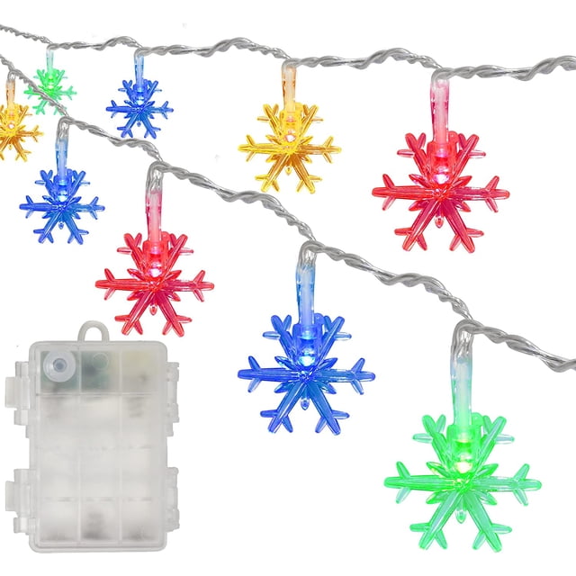 Twinkle Snowflake Christmas Lights, 40 LED 20 Ft Indoor Outdoor ...