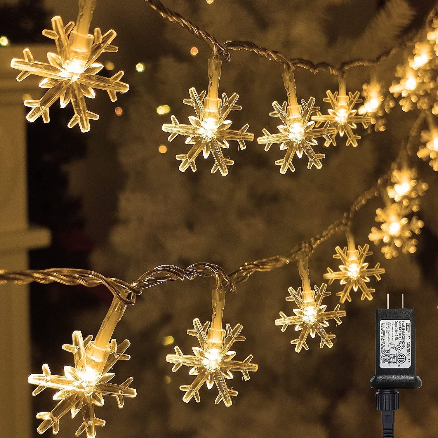 Twinkle Star 100 LED Christmas Lights, 49 FT White Waterproof Christmas ...