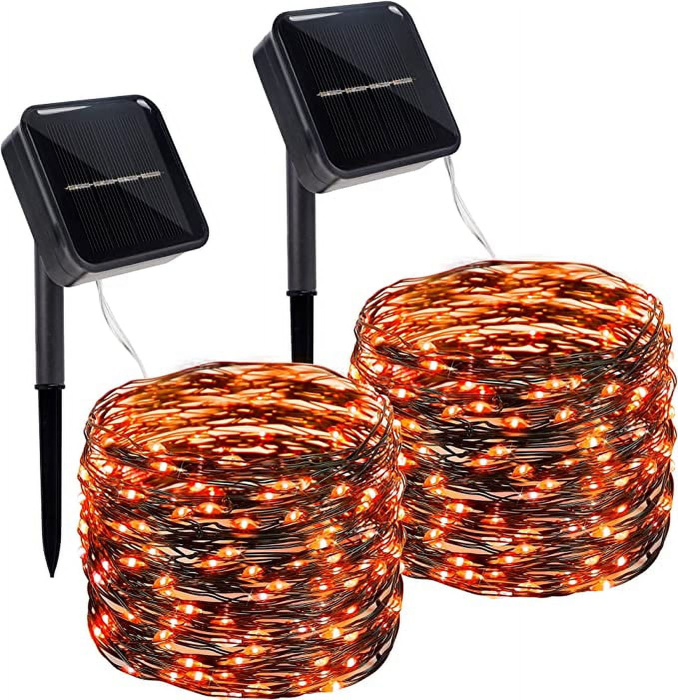 Twinkle Star 2 Pack Solar String Lights - 80FT 240 LED Outdoor Halloween Fairy Lights, 8 Modes, Waterproof (Purple, 2 Pack)