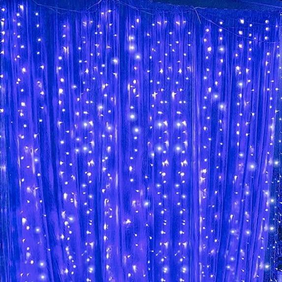 Twinkle Star 300 Led Christmas Curtain Lights for Christmas & Memorial Day Decorations, Blue 8 Modes for Indoor Outdoor Wall & Party Décor