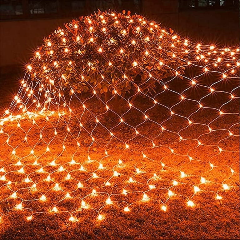 Twinkle Star Christmas Decorations Net LED Lights Connectable Mesh Christmas Lights Orange 12ft x 5ft 360 LEDs
