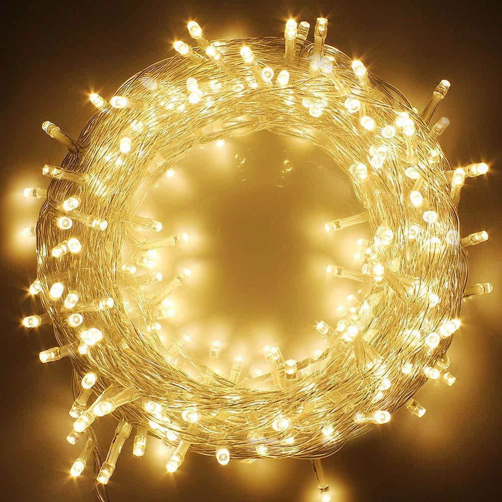 Twinkle Star 66FT 200 LED Indoor String Lights Warm White, Plug In String  Lights Modes Waterproof for Outdoor Christmas Wedding Party Bedroom 