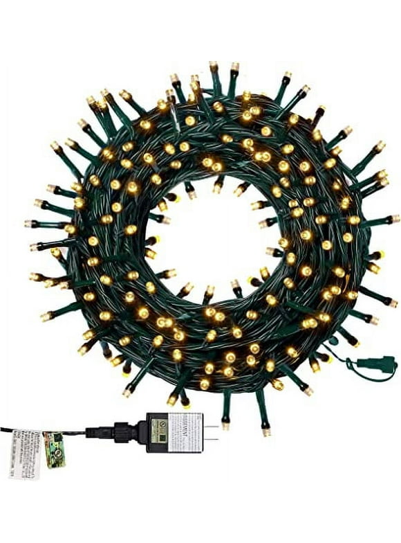 Twinkle Star 66ft 200 LED Christmas String Lights, UL Safe Certified Outdoor Fairy Lights Plug in, Expandable Green Wire Clear Bulbs Mini Lights 8 Modes, Xmas Tree Wedding Party Decoration, Warm White