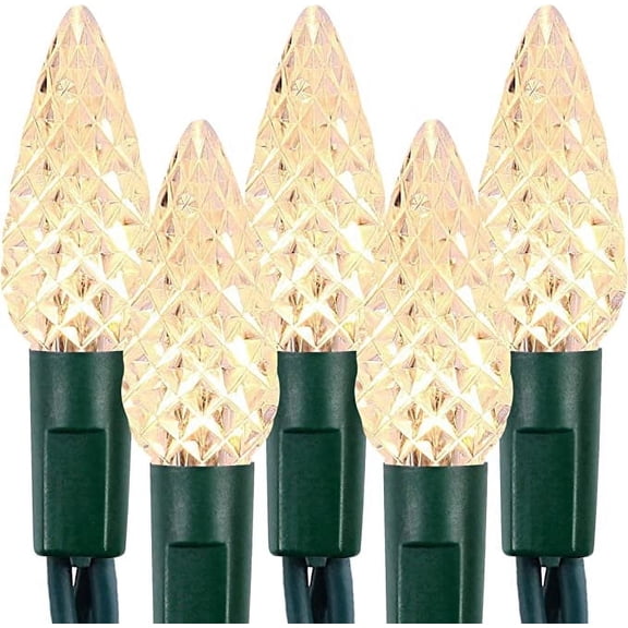 Twinkle Star C6 Christmas Decorations String Lights, Fairy Lights with 29V Safe Adaptor, Christmas Lights, 100 LED Bulbs, Warm White, 33’