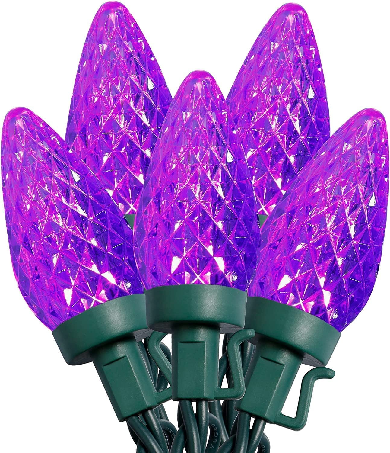 Twinkle Star C9 Halloween Lights, 24.5 FT 50 Count Faceted Strawberry