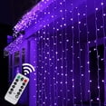 thumbnail image 1 of Twinkle Star Christmas Decoration Curtain String Lights with Remote Control Timer, Christmas Lights, Purple, 300 LEDs, 1 of 7