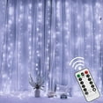 thumbnail image 1 of Twinkle Star Christmas Decoration Curtain String Lights with Remote Control Timer, Christmas Lights, White, 300 LEDs, for Thanksgiving 2025, 1 of 7