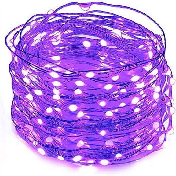 Twinkle Star Christmas Decoration Silver Wire Fairy String Lights, Christmas Lights, Purple, 33ft, 100 LEDs, 1-Pack