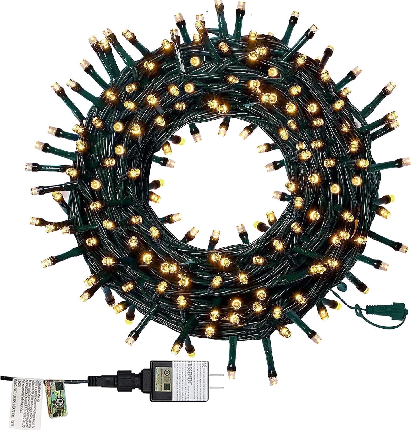 Twinkle Star Christmas String Lights, 8 Modes, 200 Leds, Plug-in, Ul Certified, White, 66ft