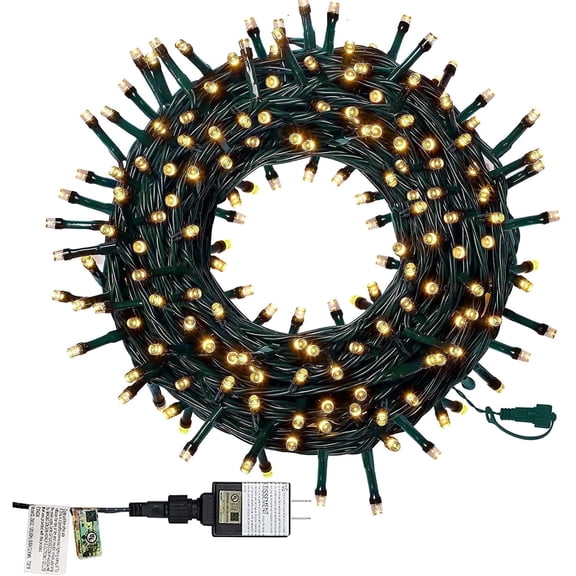 Twinkle Star Christmas String Lights, 8 Modes, 200 Leds, Plug-in, Ul Certified, White, 66ft