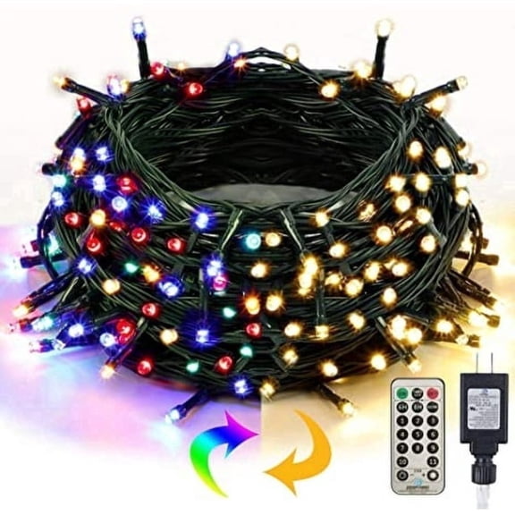 Twinkle Star 200 Led String Lights, 66ft Plug-In Fairy Lights with 11 Lighting Modes, Warm White & Multicolor Indoor Outdoor Decor