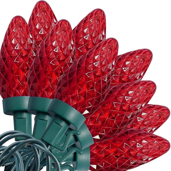 Twinkle Star Christmas Lights, 50 LED 24.5ft Christmas Lights for Christmas Decoration, Connectable Indoor Outdoor Strawberry String Lights for Patio & Holiday Parties, Red