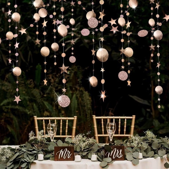 Twinkle Star Garlands Champagne Gold Party Decorations Stars Banner Ceiling Hanging Decor Streamer Backdrop for Birthday Bachelorette Christmas New Year Eve Starry Night Theme Party Decor