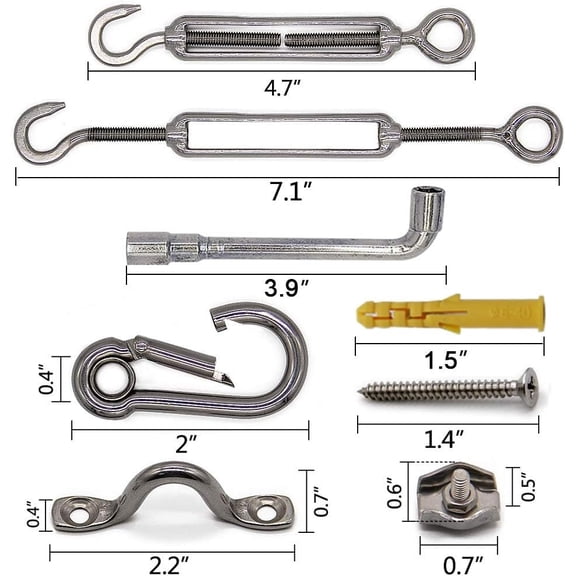 Twinkle Star Globe Lights Suspension Kit, Stainless Steel, Guide Wire Snap Hooks, Turnbuckles, Eye Straps, Clamps, Screws, Wall Plug, 82ft , Halloween Decoration