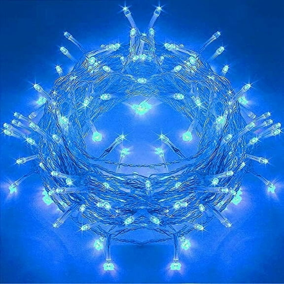 Twinkle Star Indoor Christmas Decorations String Lights, Plug-In Spring Decor, Christmas Lights, 8 Modes, Waterproof, Blue, 200 LEDs, 66’