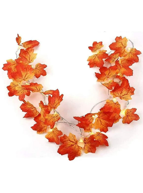 Twinkle Star Thanksgiving Decoration Fall Lights, 4 Pack Maple Leaves String Lights, Each Strings with 20 LED 11 FT Battery Operated Light, Garland Decor for Indoor Halloween Autumn Harvest Festival