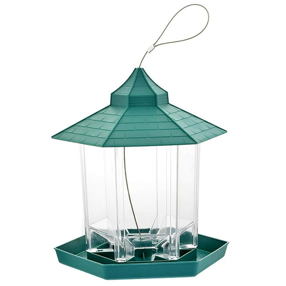 Twinkle Star Wild Bird Feeder, Outside Hanging Wild Bird Feeders for Garden Yard Outdoor Decoration, Hexagon Shaped with Roof Design for Sun-Proof and Rainproof