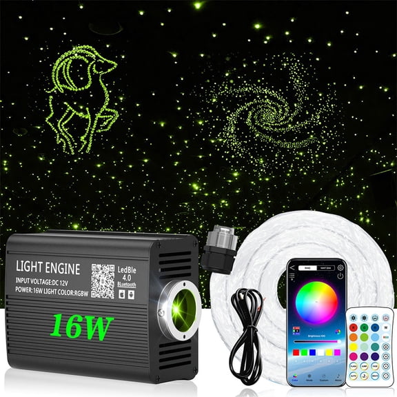 Twinkle Starlight Headliner Kit, Single-Head 500pcs 0.03in 9.8ft Fiber Optic Light Music Sync Remote Control for Car Home Ceiling Star Lights