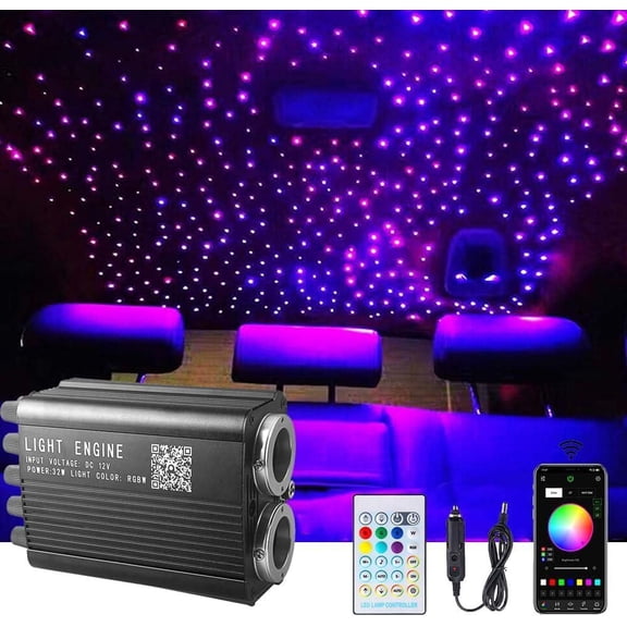 Twinkle Starlight Headliner Light,32W 1000 count 13.1ft   Ceiling Fiber Optic Light Kit APP/Remote Control for //Party