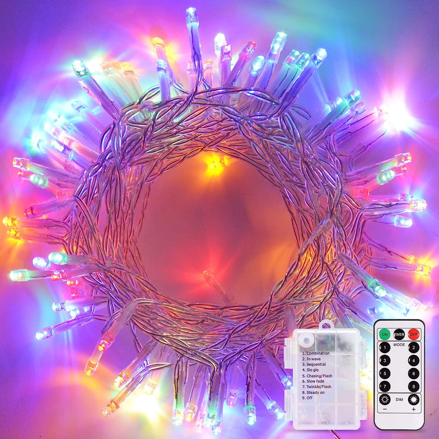 Twinkle String Lights Outdoor Waterproof, 16.4ft 50 LED Battery Battery Operated Christmas