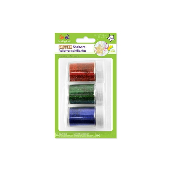 Twinkle Town Glitter Shaker Jars 7g 3/Pkg-Red, Green & Blue, Pk 6