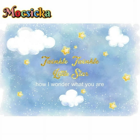 Twinkle Twinkle Baby Shower Backdrop Pink Cloud Gold Star Moon Photography Background Studio Photo Shoot Photocall
