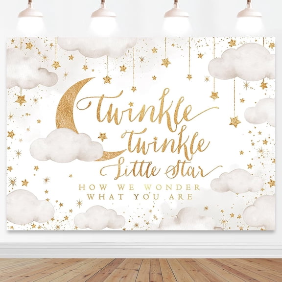 Twinkle Twinkle Little Star Backdrop Beige Gender Reveal Boy or Girl Party Photography Background Cloud Moon Baby Shower Party Decorations Banner Supplies Photo Booth Props