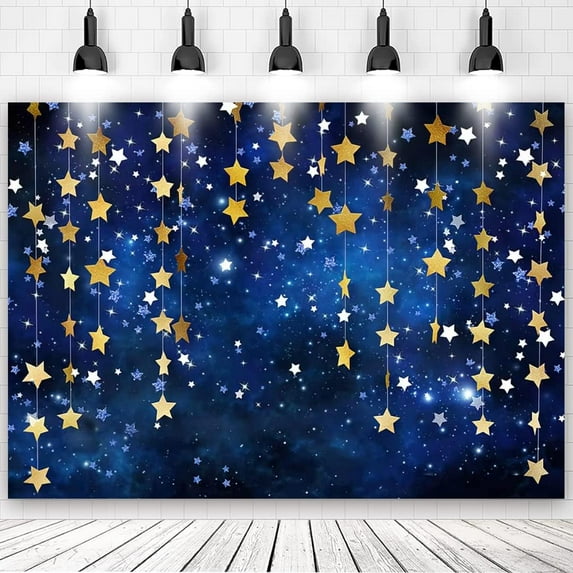 Twinkle Twinkle Little Star Backdrops Blue Galaxy Starry Sky Gold Little Star Photography Background Adults Newborn Kids Birthday Party Decorations Baby Shower Portrait Backdrop