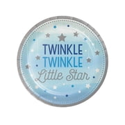 Twinkle Twinkle Little Star Blue Round Paper Dessert Plates 8 Count for 8 Guests