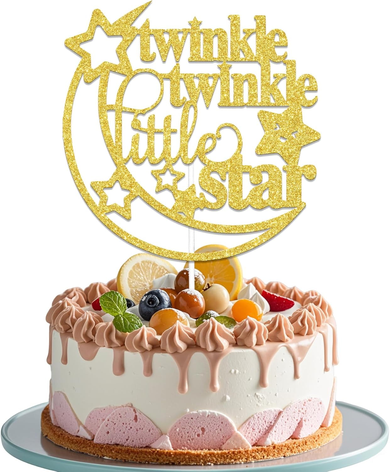 24 Stück Little Star Cupcake-Toppers – Glitzer Mond, Wolken, Sterne, Rosegold, Für Baby-Dusche & Geburtstag