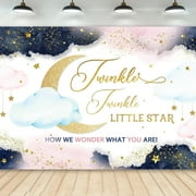 Twinkle Twinkle Little Star Gender Reveal Backdrop Photography Pink Blue How We Wonder What You are Background Moon Cloud Baby Shower Party Decorations Banner