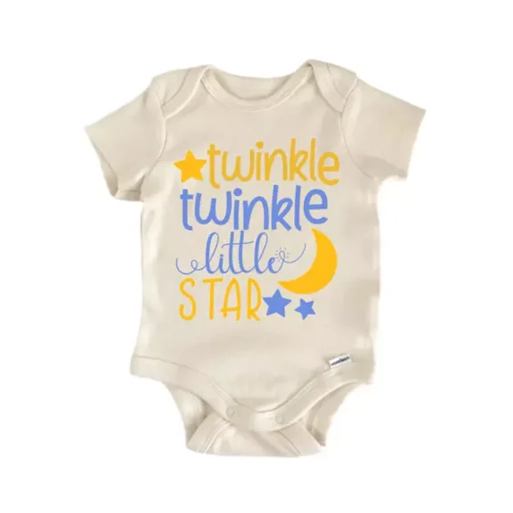 Twinkle Twinkle Little Star Nursery Rhyme Baby Boy Girl Clothes Bodysuit Cute Baby Onesie, BABY BODYSUIT LAT 4424