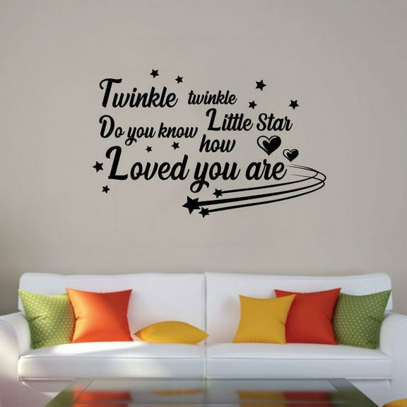 Twinkle Twinkle Little Star Do You Know How Loved You Are - Cute Stars Vinyl Wall Art Sticker Wall Decal Decoration For Home Room Kids Room Nursery Room Girls Boys Décor Design Size (10x10 inch)